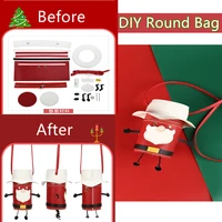 diy christmas lovely holiday family gift woven bag pu santa claus shoulder bag coin purse hand stitching diy material