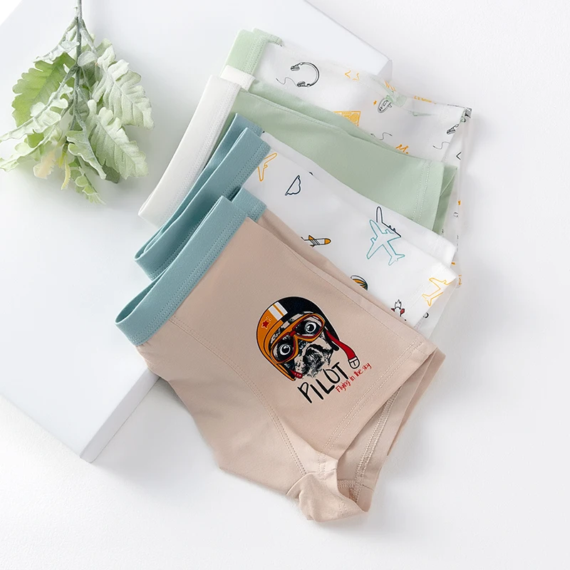 Трусы для подростков Нижнее белье с рисунком больших мальчиков Мягкие хлопковые