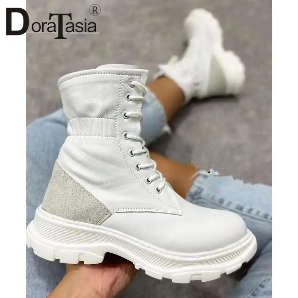 

DORATASIA Big Size 43 New INS Hot Female Platform Ankle Boots Fashion Lace-up Chunky Heels Boots Women Casual Party Shoes Woman