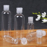 100pcs 10ml 25ml 30ml 50ml 60ml 100ml 150ml empty clear plastic bottles pack perfume travel liquid white flip cap mini container