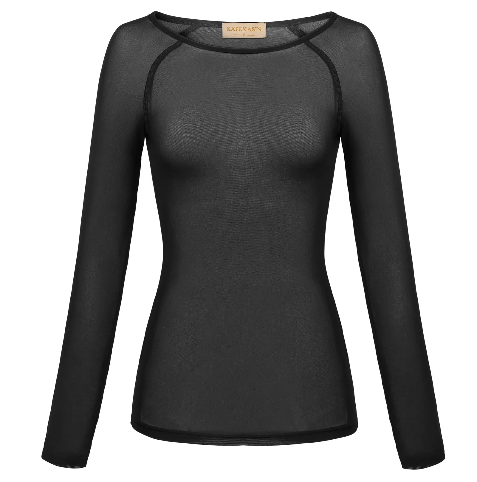 GK Сексуальная футболка женская одежда длинный рукав круглый вырез Прозрачная