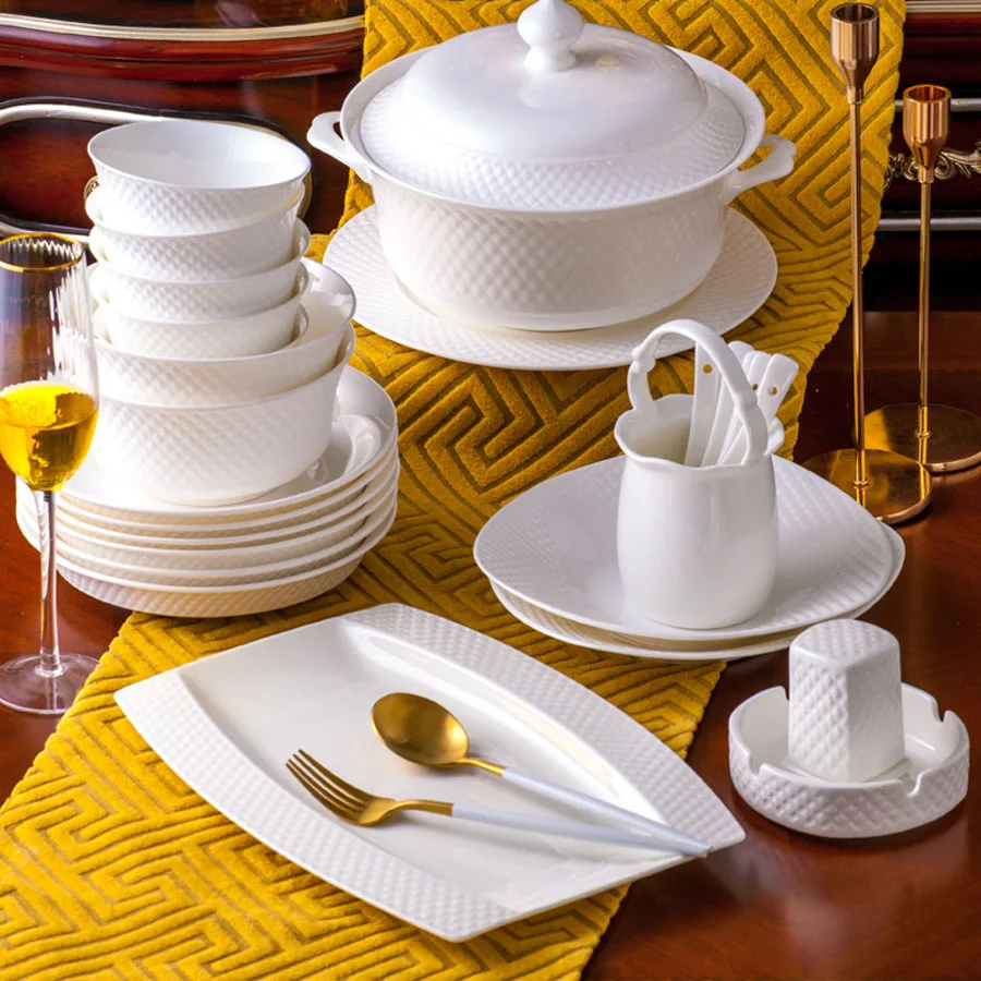 60 головок керамика Цзиндэчжэнь китайские блюда набор посуды в европейском стиле