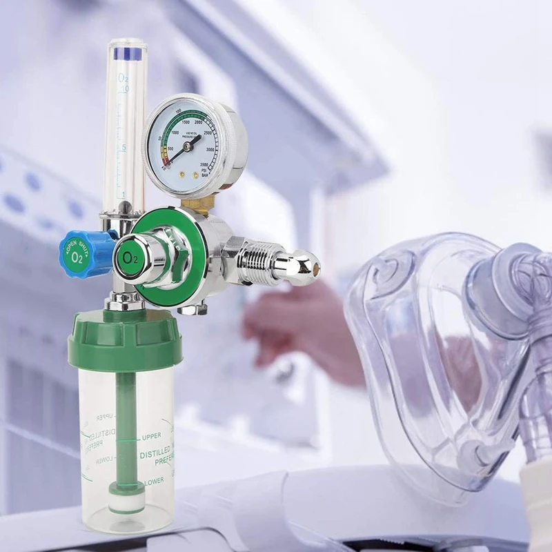 

Hot TTKK Oxygen Pressure Regulator O2 Pressure Reducer Gauge Flow Meter for Oxygen Inhaler Gas Regulator G5/8-14 Male Thread