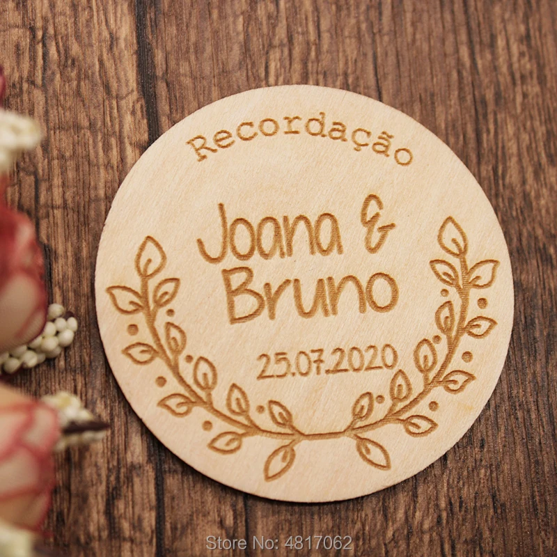 Цветочный венок сохраняет дату деревянный магнит для сохранения даты