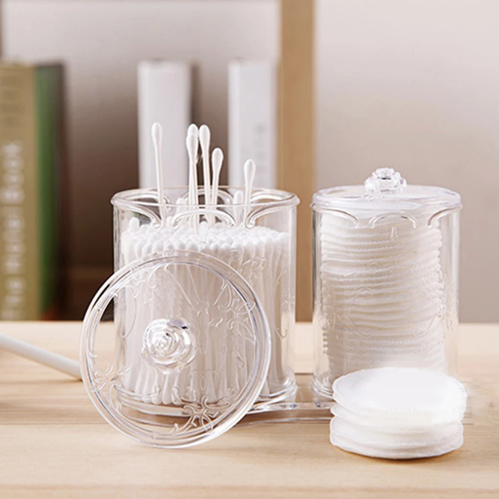 

Retro Dust Proof Cotton Pad Holder Storage Box Swab Pen Organizer with 2 Section Small storage box can store many stuff, coins