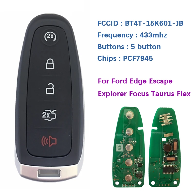 CN018044 Aftermarket Remote Smart Prox Key Fob 433MHz для Ford Edge Escape Explorer Focus Taurus Flex BT4T-15K601-CX 5921287 |