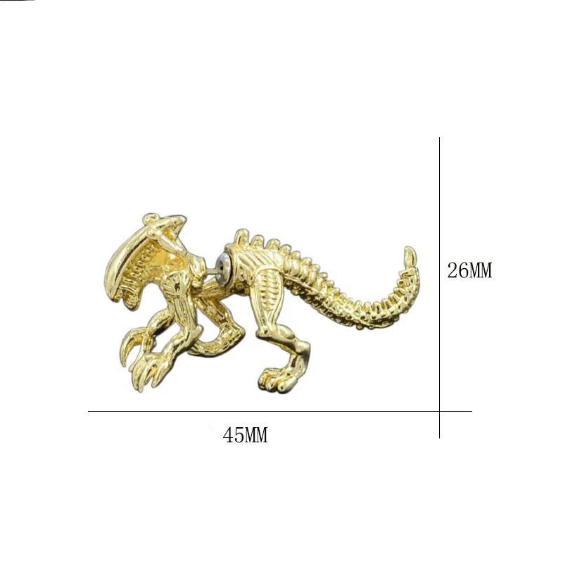 

1 Pc Fashion Stereo Dinosaur Piercing Alloy Stud Earrings