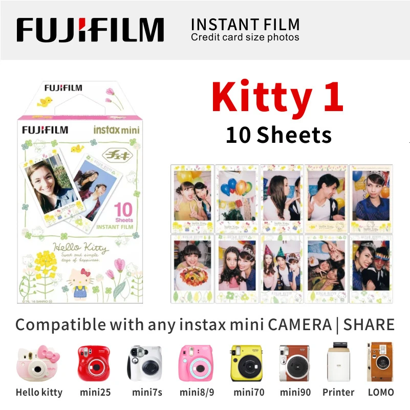 Kitty1 10 Sheet ЖК-дисплея с подсветкой FUJIFILM FUJI INSTAX MINI 9 пленка глянцевая фотобумага в 1 пакет для SP1 SP2 70 7cs 8 25 90 50 Lomo - Цвет: Kitty1 10 Sheet