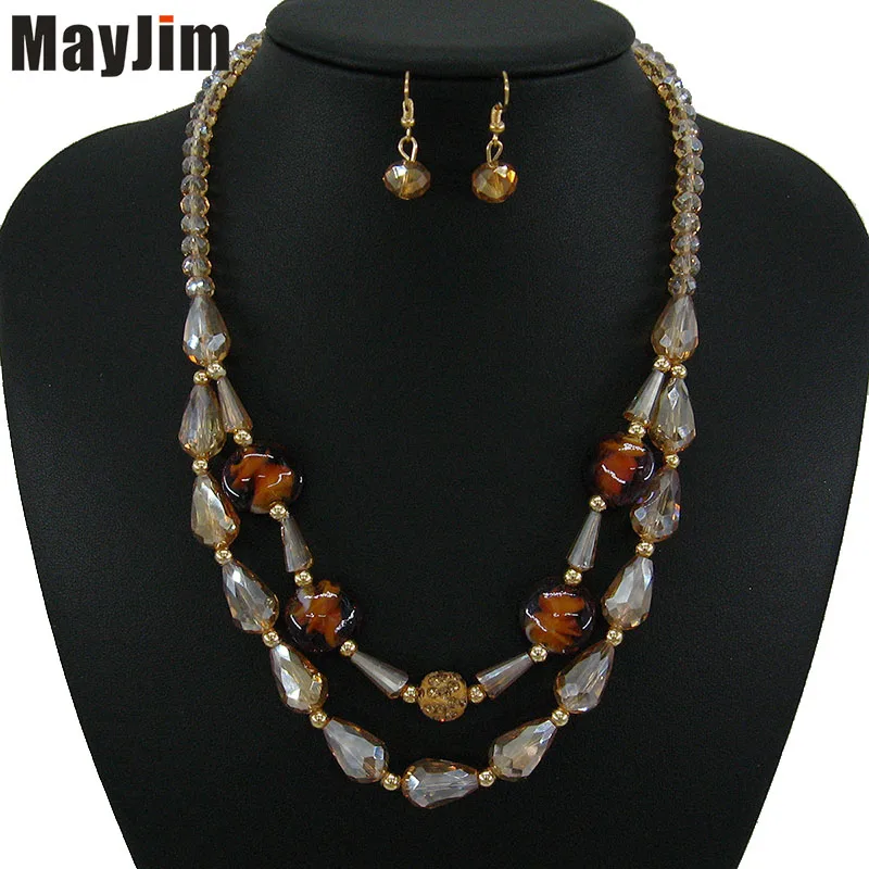 Модное винтажное ожерелье MayJim из цветной глазури с кристаллами ювелирные наборы