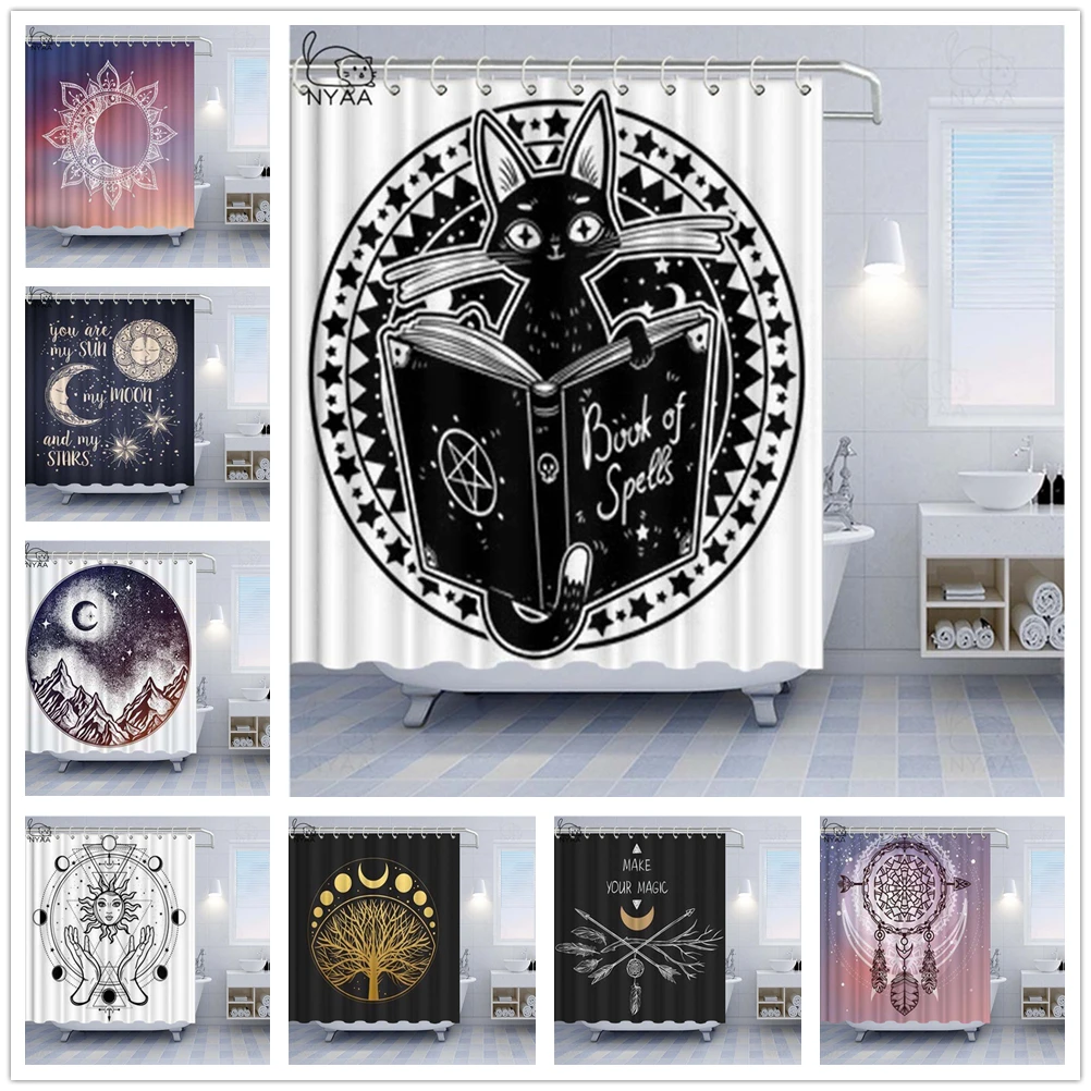 

Занавеска для душа в готическом стиле с черным котом на Хэллоуин