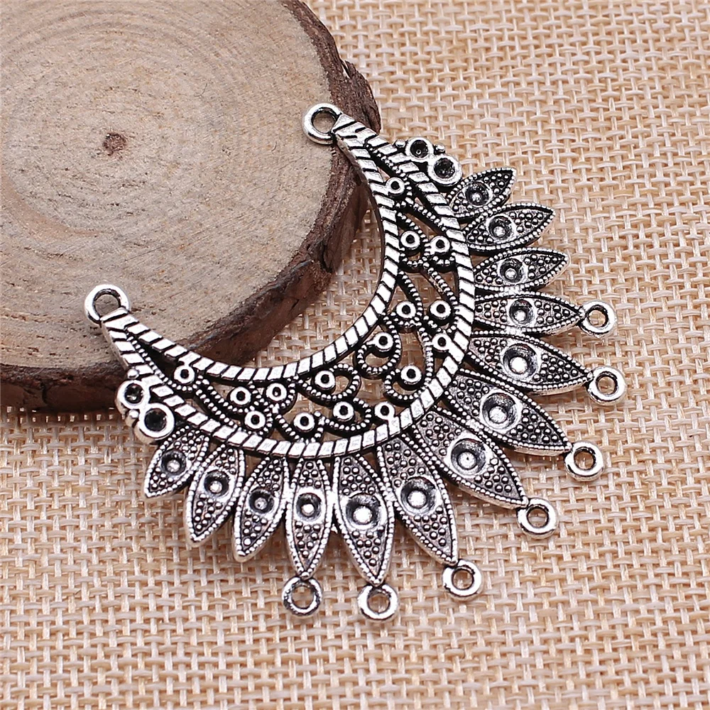 

Charms for Jewelry Making Findings Handmade DIY Craft 2pcs Antique Silver Color 54x50mm Porous Necklace Connector Charms Pendant