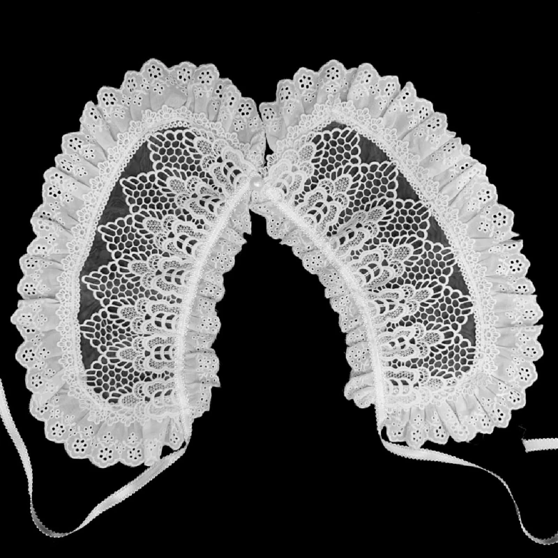 

Women Sweet Hollow Out Embroidery Lace Fake Collar Ruffled Bowknot Bandage Shawl Wrap Necklace Decor