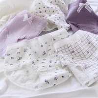 6pcsset childrens cotton underpants cute small fresh flower printing lace simple aestheticism girls comfortable triangle pant