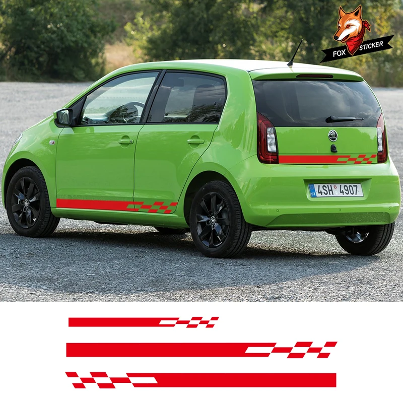 

1 Set 3 PCS Vinyl Side Stripes Skirt Graphics Decal Gloss Car Sticker for Sk0da Fab1a Kar0q Citig0 Visi0ns Yet1 0ctavia