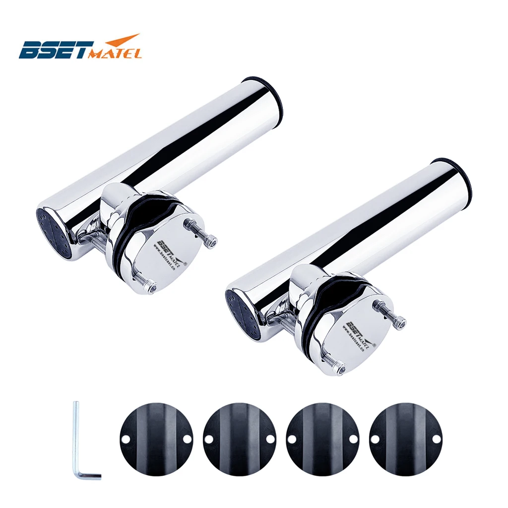 2X Stainless Steel 316 Fishing Rod Rack Holder Rail Mount Rest Pole Bracket Support for 1 to 2 inch Rail Marine Boat Accessories