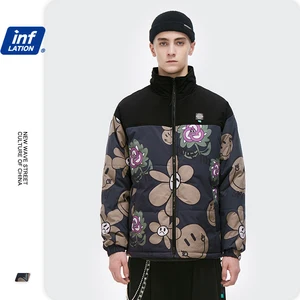 Куртка мужская зимняя теплая, Бомбер, уличная одежда, толстая хлопковая куртка оверсайз в стиле хип-хоп, верхняя одежда 2556W