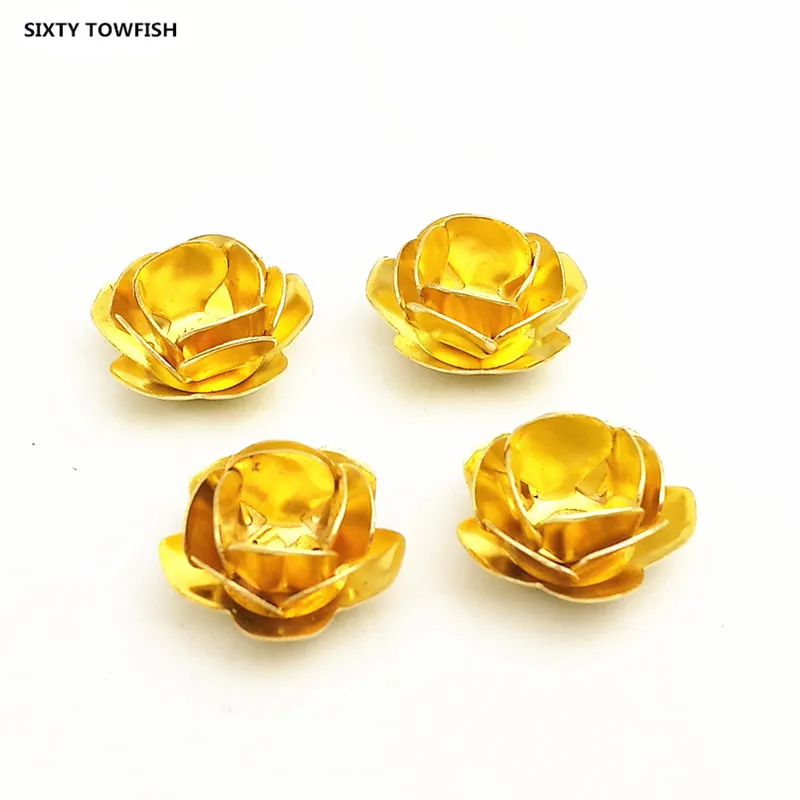 

10 Pieces/lot 11mm 3 Colors Brass Rose Flower Filigree Charms DIY Jewelry Base settings Accessory Finding