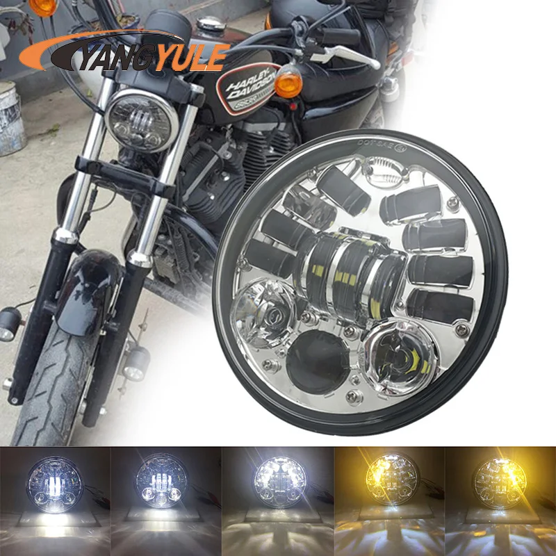 Универсальный черный 5 75 дюймовый металлический проектор для мотоцикла Белый DRL