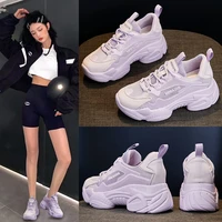2021 spring and autumn models of casual sports shoes increase in womens shoes breathable thick soled old shoes womens shoes