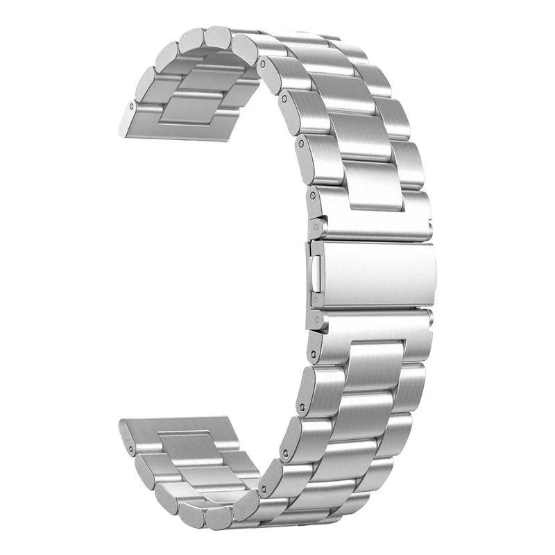 Серебристый 18 мм 20 мм 22 мм ремешок из нержавеющей стали для lenovo watch X для samsung gear S3 s2 galaxy active 42 46 мм ремешок amazfit gtr ремешок Bip - Цвет ремешка: Серебристый