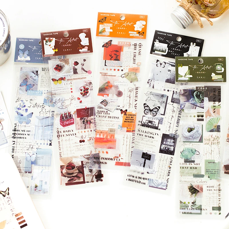 Наклейки JIANWU в стиле ретро с коллажем-бабочкой 2 листа серия художников стикеры