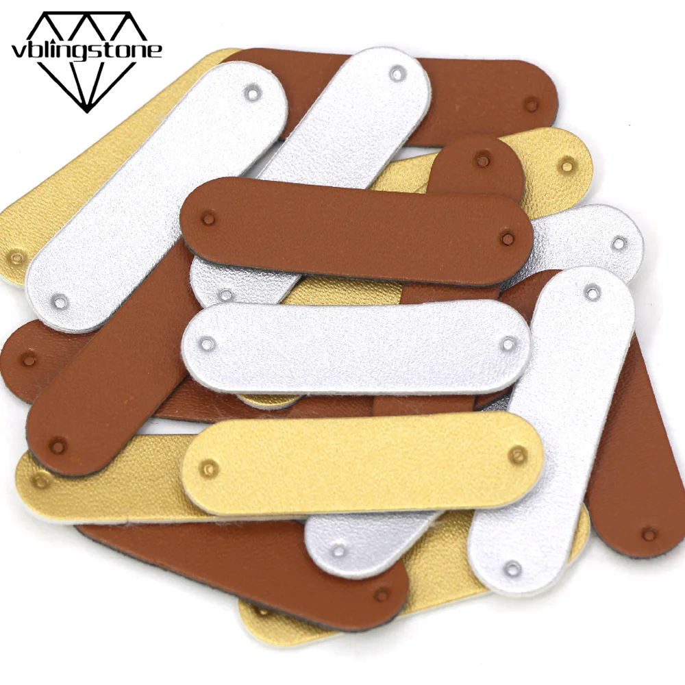 50 шт. коричневые/Золотые/Серебристые Пустые бирки из искусственной кожи вязаные