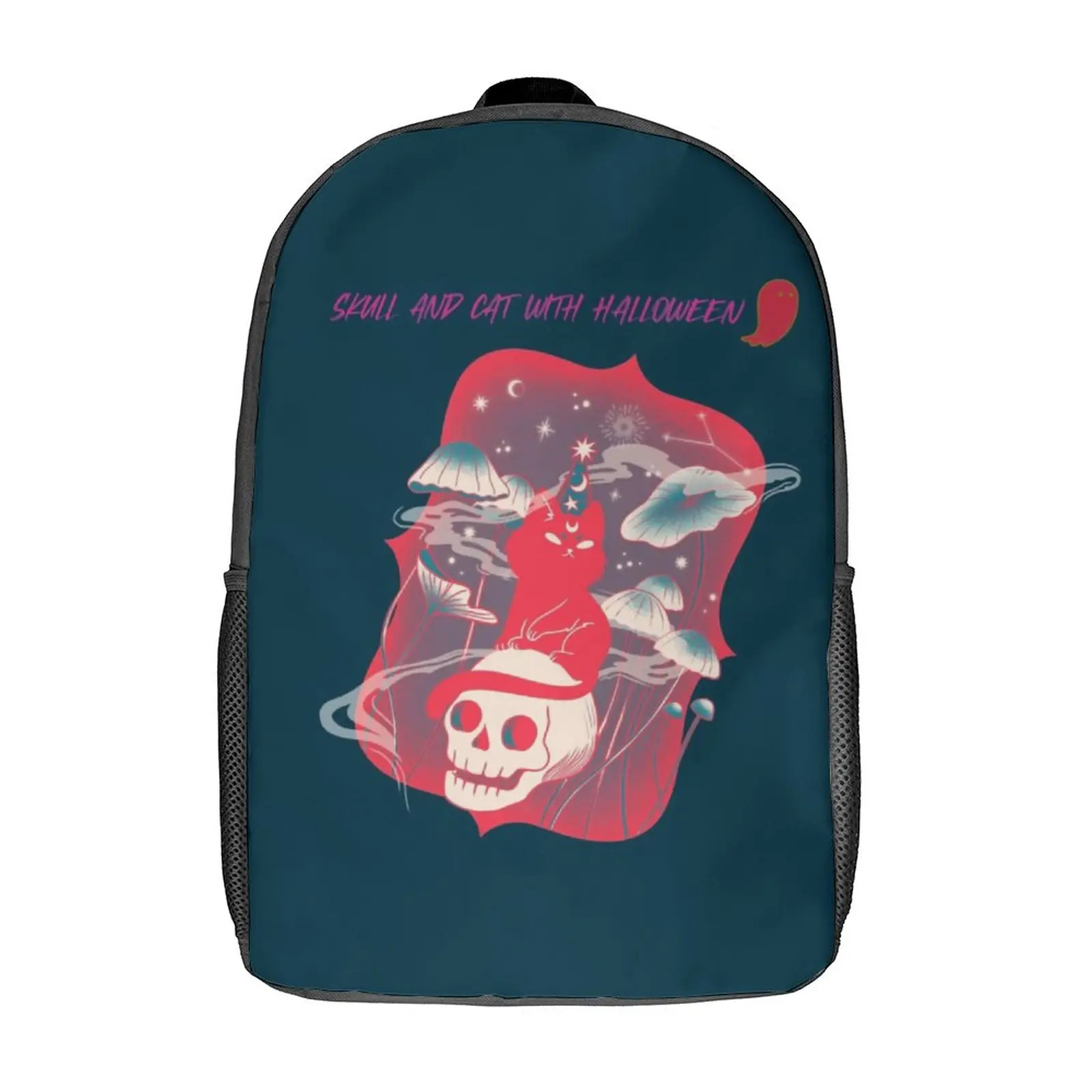 

Рюкзаки с рисунком скелета и кота на Хэллоуин, Молодежный большой модный рюкзак с черепом, школьные сумки из полиэстера