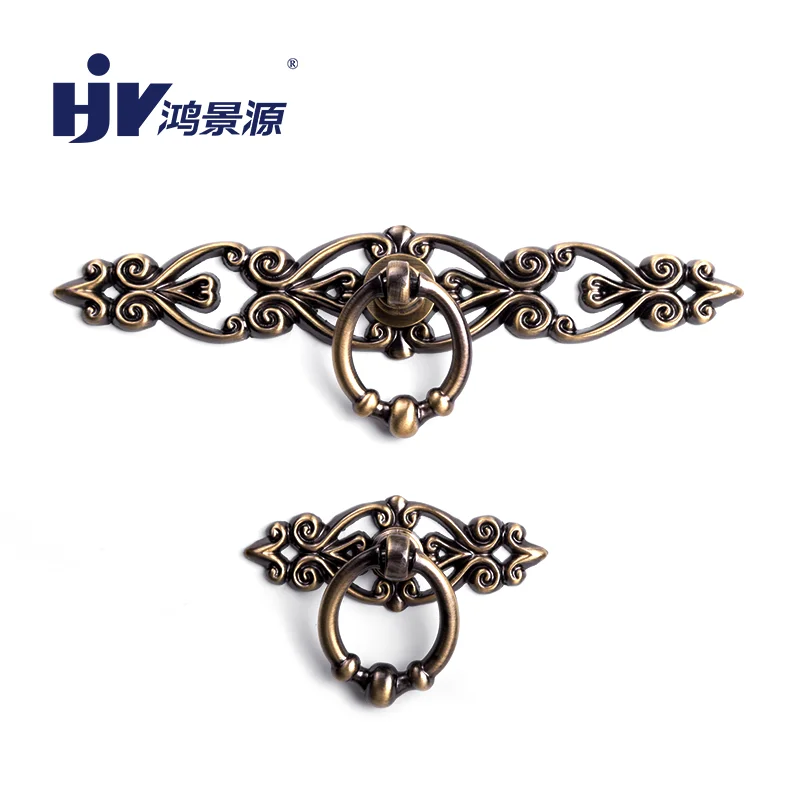 

HJY Pull Vintage Kitchen Cabinet Handles Drawer European Bronze Zinc Alloy Handle Wardrobe Furniture Knobs Chinese Hardware Z440
