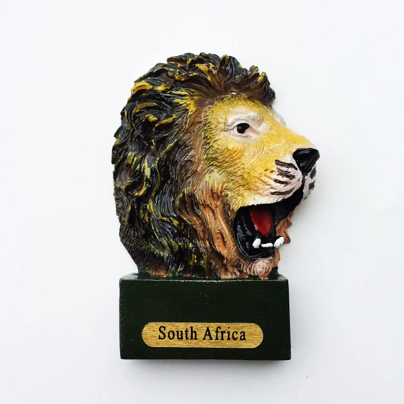 

QIQIPP Africa's creative lion head tourism commemorative painted decorative crafts magnet refrigerator collection gifts.