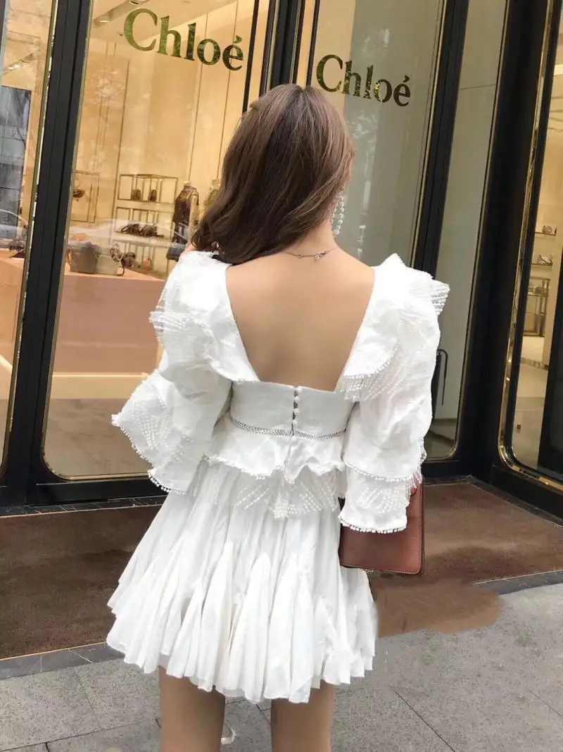Boho шикарные топы Весна Лето Высокое качество оборки белая сетка вышивка блузки женские сексуальные женские рубашки блузка V734