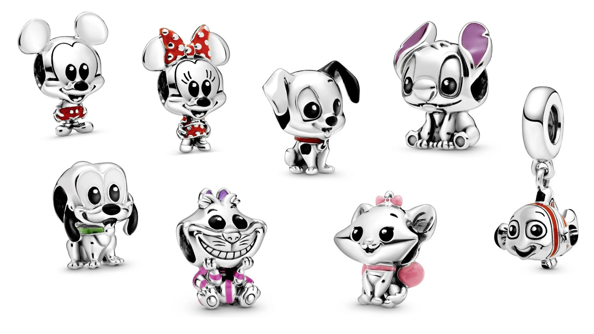 Fahmi 100% S925 Sterling Silver Miqi Mini Mouse Pluto Cat Finding Nemo Dalmatians Patch Stitch Enamel Charm Babies Collection | Украшения и