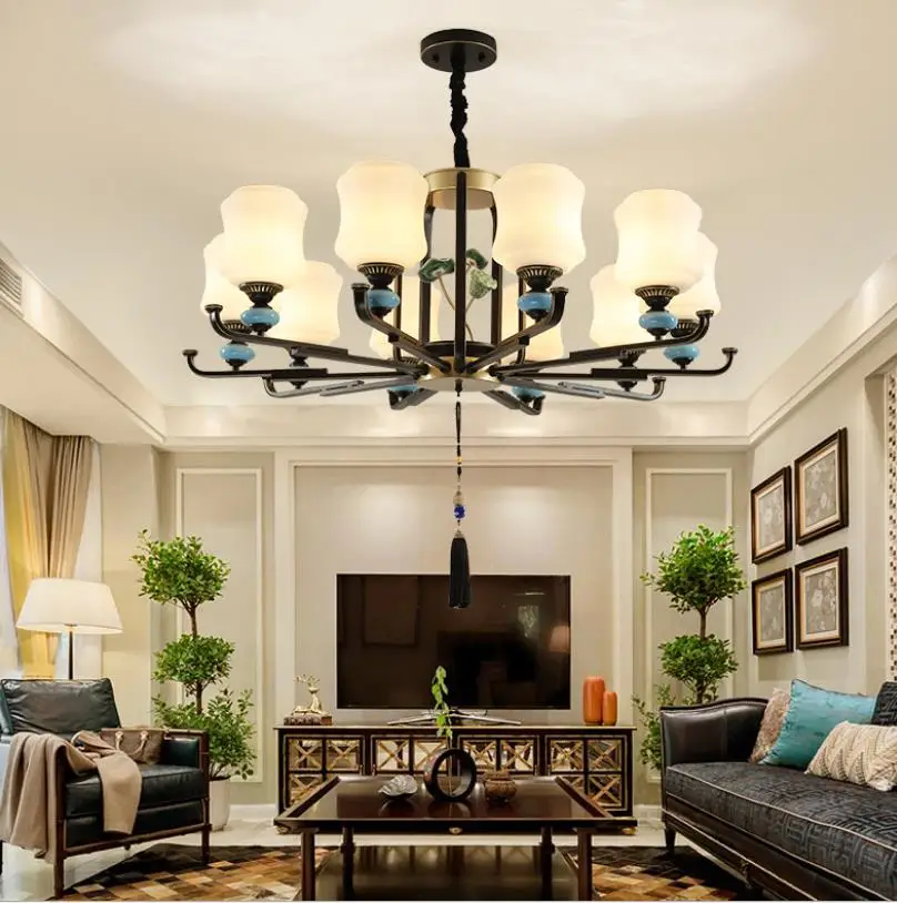 Новая подвесная лампа в китайском стиле для гостиной люстра столовой простая