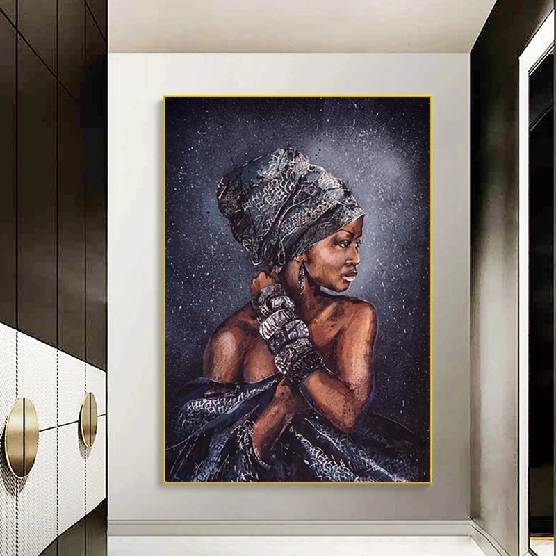 Абстрактная фотография на холсте с улыбающейся Африканской обнаженной