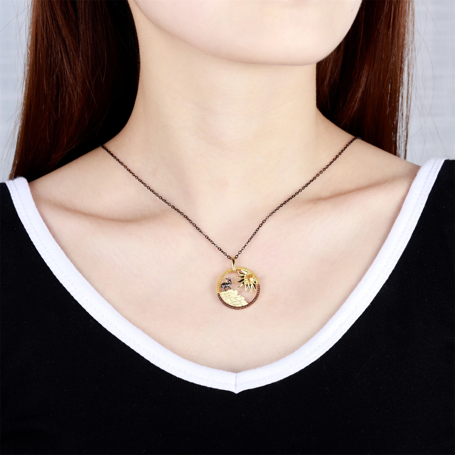 GEM&#39S BEAUTY 18K Gold Filled 925 Sterling Silver Necklace Goat Sun Handmade Pendant For Women with Natural Citrine | Украшения и