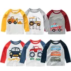 Детские футболки для мальчиков, детские топы с длинными рукавами, Детская Весенняя хлопковая одежда, футболки для мальчиков 568 лет, для малышей, с автобусом, автомобилем