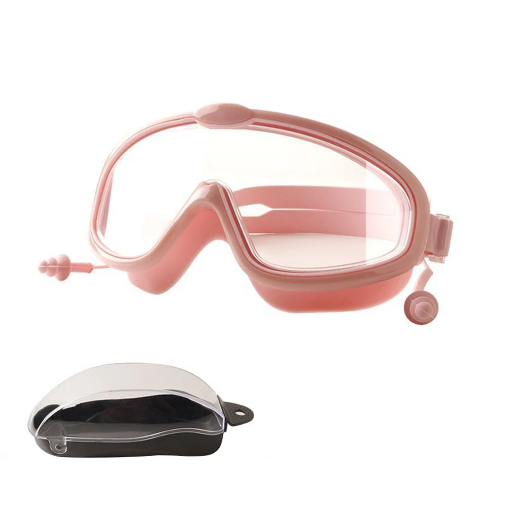 

HD Waterproof Anti-fog Swimming Glasses Elephant Earplugs Men And Girl Swimming Glasses Children's Large Frame Swimming Glasses