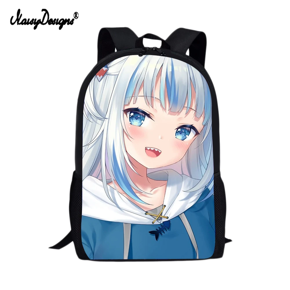 

NOISYDESIGNS Primary School Bag For Teenager Girls Cartoon Shark Girl Design Print Bagpacks Children Book Bags 12/15/16Inch sac