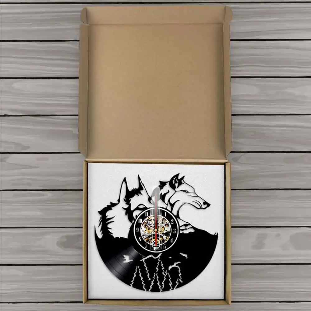 Настенные часы с головой волка виниловые для портрета фотосъемки домашнего