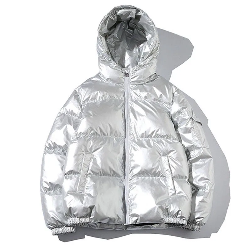 Dropshipping 2020 Women's Down Jacket Winter Glossy Silver/Black/Gold/Blue Plus Size Hooded Parka Outwear Padded Coats | Женская