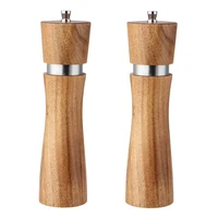 2pcs wood salt and pepper grinders set manual acacia salt and pepper shaker mill kit with adjustable coarseness 8 inch