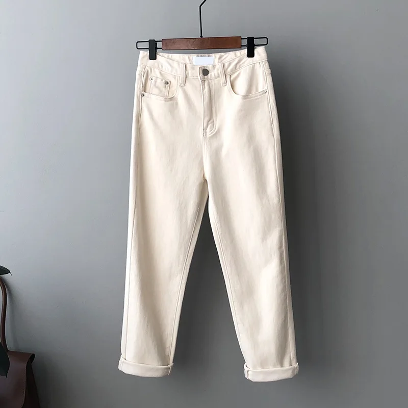 

S-XL 2021 Spring New Korean Style Washed Jeans Women Loose Casual High Waist Straight Pants Simple Solid All Match Women Jeans