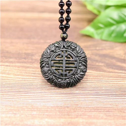 Натуральный черный зеленый китайский нефритовый летучая мышь кулон обсидиан