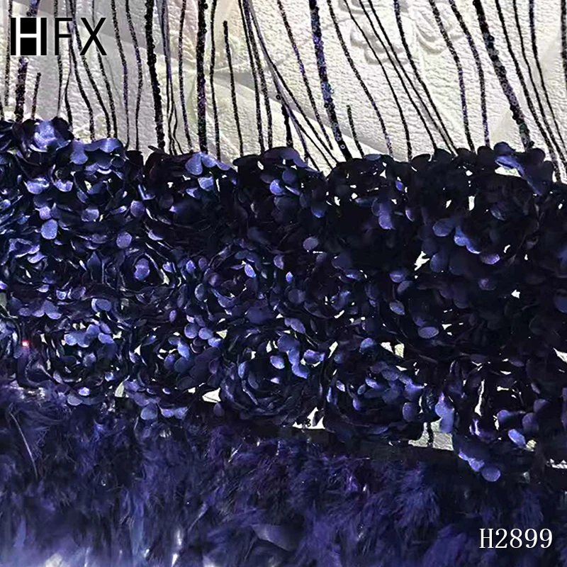 Кружевные Ткани HFX с блестками в африканском стиле 3D кружевная ткань 2019