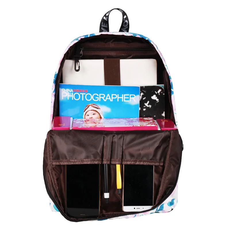 

Girls College Backpack Flower Printing School Rucjsack Fashion Waterproof Women Backpack Female Daily Laptop Rucksack Mochila