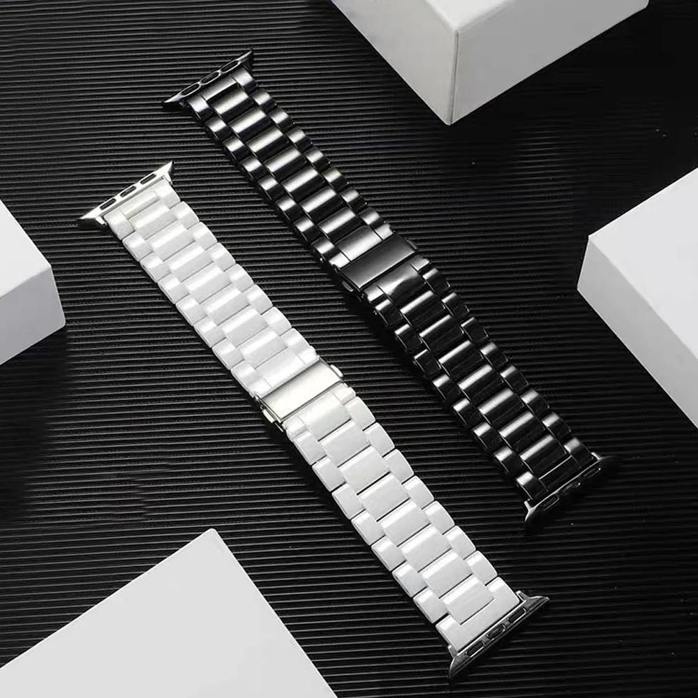 Ремешок Correa для apple watch 44 мм 40 керамический браслет iwatch se series 6 5 4 3 42 38 наручные часы