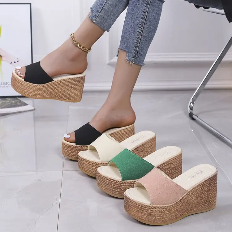

2021 Summer New Women's Slippers Ladies Peep-Toe Sandals Female Fashion High-Heeled Platfroms Casual Wedges Shoes Sandalias