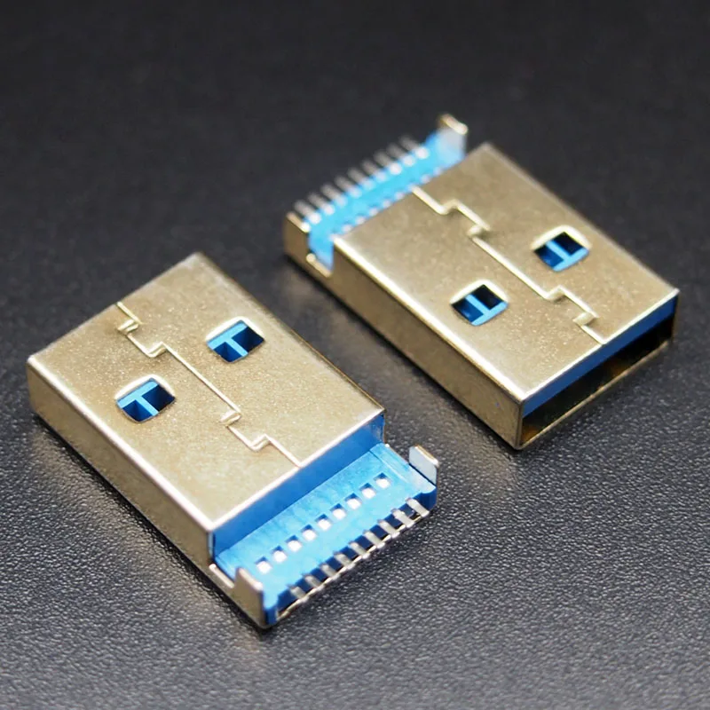 10 шт./лот разъем USB 3 0 AM с золотым покрытием интерфейс штекер SMT углом обзора 180