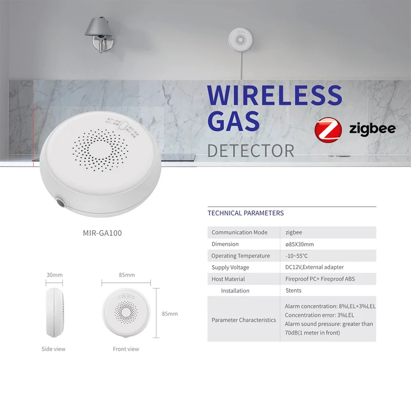 Фото Беспроводной детектор газа ZigBee Tuya для домашней системы сигнализации, датчик газа, Wi-Fi, умная связь для системы умного дома №1