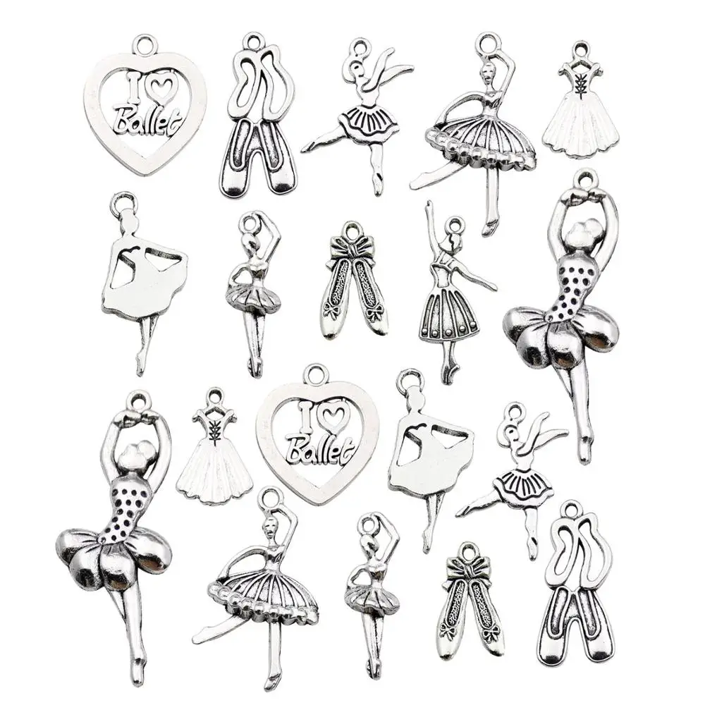 60pcs Mixed Tibetan Silver Plated Ballet Girl Charms Pendants Jewellery Making DIY Charm Crafts Handmade (Ballet Girl) | Украшения и