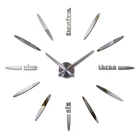 Новинка 2020, настоящие металлические настенные часы 3d, diy акриловые зеркальные часы, украшение для дома, современные игольчатые кварцевые часы с наклейками